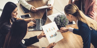 employees engaged in a business meeting