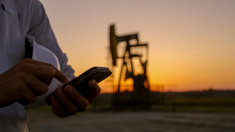 evening sunset overlooking an oil rig